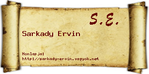 Sarkady Ervin névjegykártya